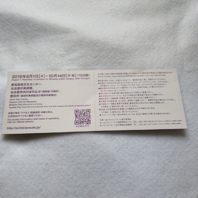 あいちトリエンナーレ　1dayパス チケットの施設利用券(美術館/博物館)の商品写真