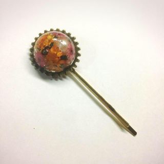 花とパールのヘアアクセサリー レジン ヘアピン(ヘアアクセサリー)