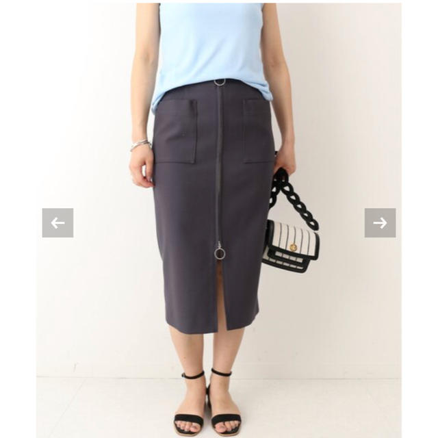 Noble(ノーブル)のNoble T/C ダブルジップフープスカート  グレー レディースのスカート(ひざ丈スカート)の商品写真