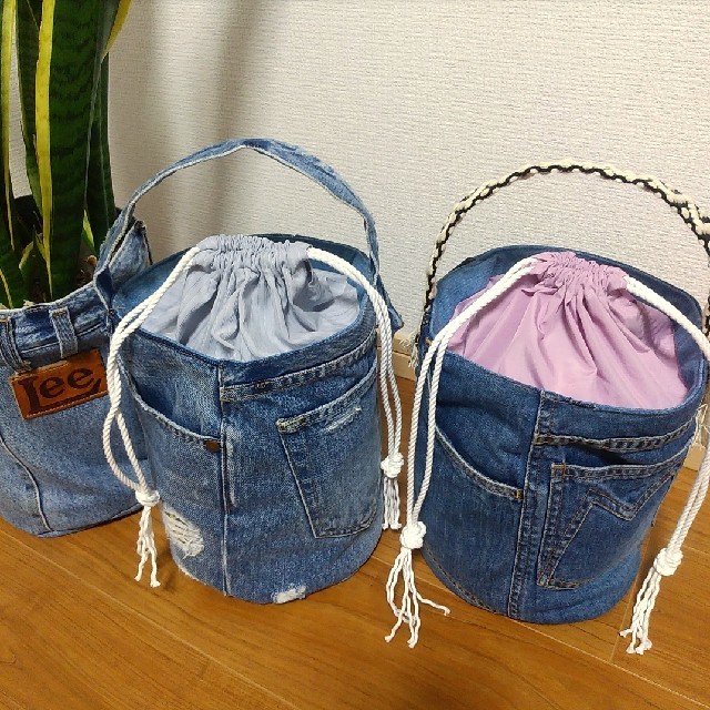 春新作の ワンハンドbag ハンドメイド デニム リメイク 巾着 丸底バッグ バッグ Www Suzusan Com