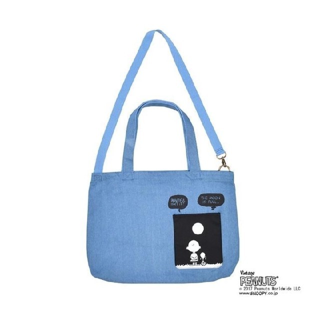 PEANUTS(ピーナッツ)のLOF-TOTE 　SNOOPY　新品　デニムトートバッグ　横型　満月 レディースのバッグ(トートバッグ)の商品写真