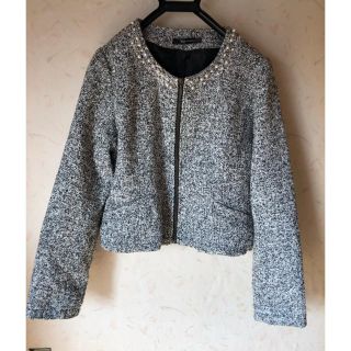 シマムラ(しまむら)のしまむら購入✳オシャレジャケット✳Lサイズ首元ビジュー(ノーカラージャケット)