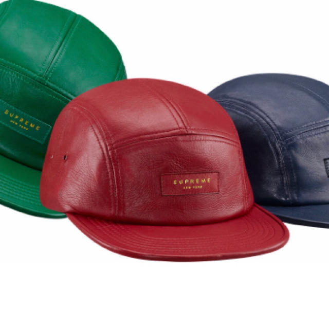 supreme 2013ss Leather Camp Cap red