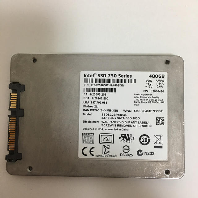 intel SSD 730シリーズ 480GB 1