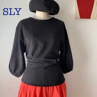 スライ(SLY)の専用ですSLY 後ろリボン七分袖カットソー 黒 ボリュームスリーブ(カットソー(長袖/七分))