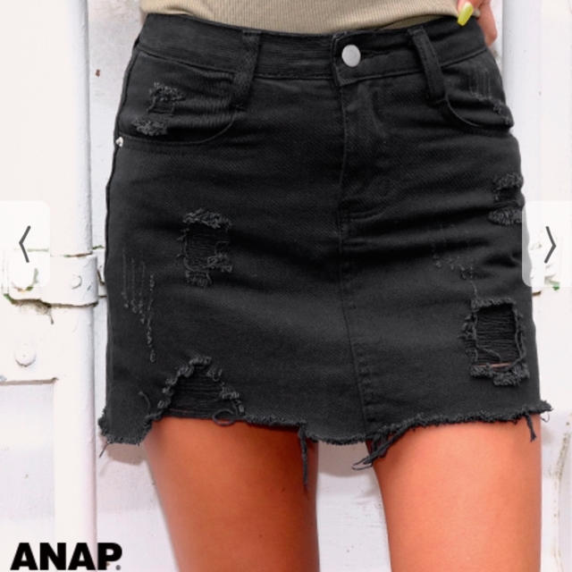 ANAP(アナップ)のANAP クラッシュスカパン 黒 レディースのパンツ(デニム/ジーンズ)の商品写真