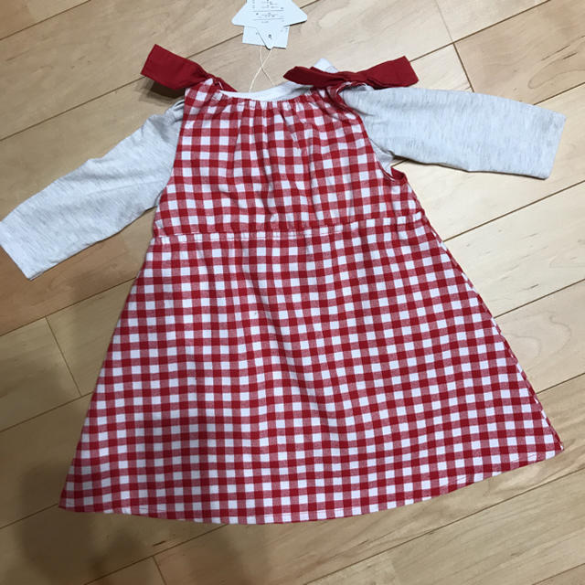 新品 スカート ロンT 2点セット ギンガムチェック 100 キッズ/ベビー/マタニティのキッズ服女の子用(90cm~)(ワンピース)の商品写真