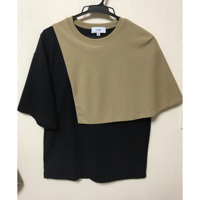 HYKE(ハイク)のHYKE 17ss SHORT SLEEVE TEE ネイビー×ベージュ レディースのトップス(Tシャツ(半袖/袖なし))の商品写真