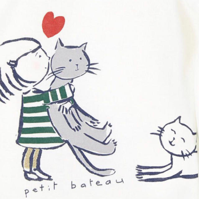 PETIT BATEAU(プチバトー)の新品 Petit Bateau 2019aw ネコ柄プリント長袖Tシャツ キッズ/ベビー/マタニティのベビー服(~85cm)(Ｔシャツ)の商品写真