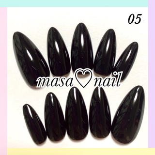 【05】ブラック♡ワンカラー ネイルチップ✩ コスメ/美容のネイル(つけ爪/ネイルチップ)の商品写真