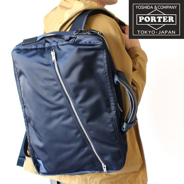 美品 PORTER ポーター ■ リフト デイパック リュック 多機能 ネイビー