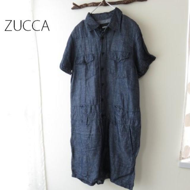 ZUCCa(ズッカ)のZUCCA　ズッカ　麻レーションやわらか　デニム レディースのパンツ(サロペット/オーバーオール)の商品写真