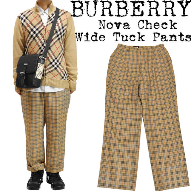 BURBERRY(バーバリー)の美品★BURBERRY★バーバリー★ノバチェック ワイドパンツ★ウールギャバ★M メンズのパンツ(スラックス)の商品写真