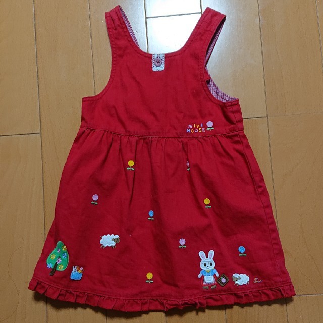 mikihouse(ミキハウス)のミキハウス ワンピース 赤 100 キッズ/ベビー/マタニティのキッズ服女の子用(90cm~)(ワンピース)の商品写真