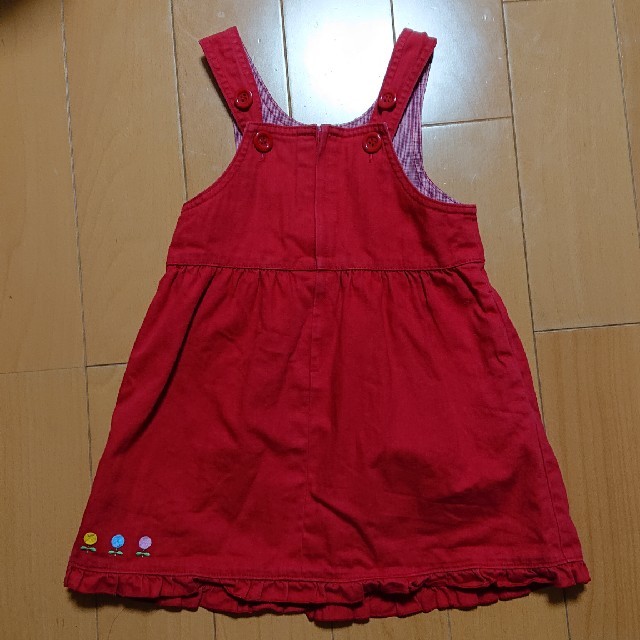 mikihouse(ミキハウス)のミキハウス ワンピース 赤 100 キッズ/ベビー/マタニティのキッズ服女の子用(90cm~)(ワンピース)の商品写真