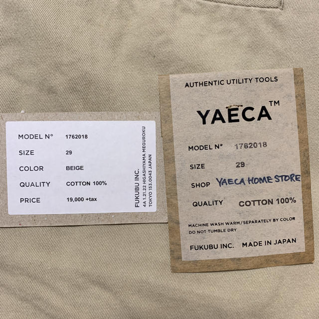 yaeca チノタックテーパード