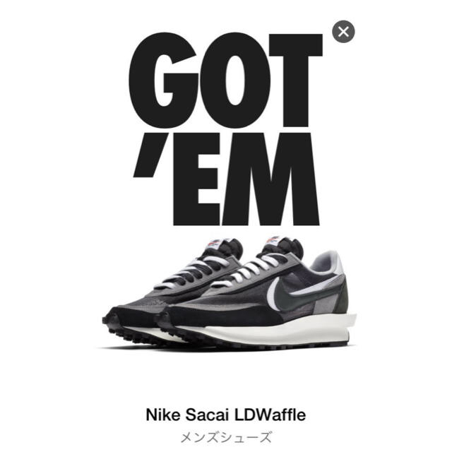 9/17限定値下！26cm NIKE Sacai LDWaffle Black靴/シューズ