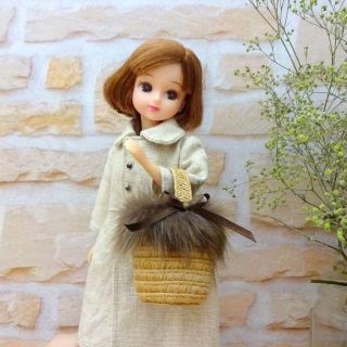リアルファーバッグ L ベージュ×ブラウン リカちゃん momoko ブライス(その他)