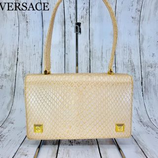 ジャンニヴェルサーチ(Gianni Versace)の激レア 極美品 VERSACE パイソン レザー ハンドバッグ(ハンドバッグ)