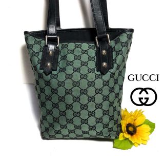 グッチ(Gucci)の【⭐️レア⭐️】 グッチ トートバッグ 257250 ライトグリーン × 黒(トートバッグ)