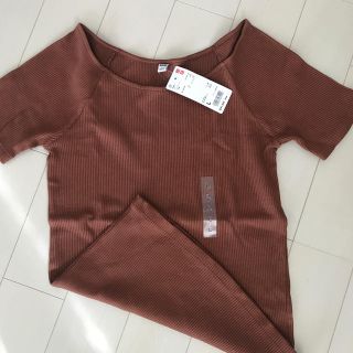 ユニクロ(UNIQLO)のUNIQLO リブバレエネック半袖(カットソー(半袖/袖なし))