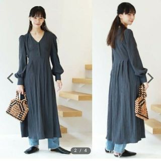 トゥデイフル(TODAYFUL)のchizu様専用 クレープジョーゼットドレス　ワンピース　グレー(ロングワンピース/マキシワンピース)