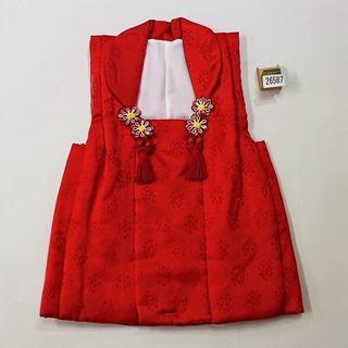 七五三 3歳 女の子 正絹 被布 単品 赤 NO26587(和服/着物)