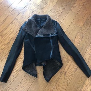 リックオウエンス(Rick Owens)のRick Owens リックオウエンス ラムレザー×ムートンジャケット (ライダースジャケット)