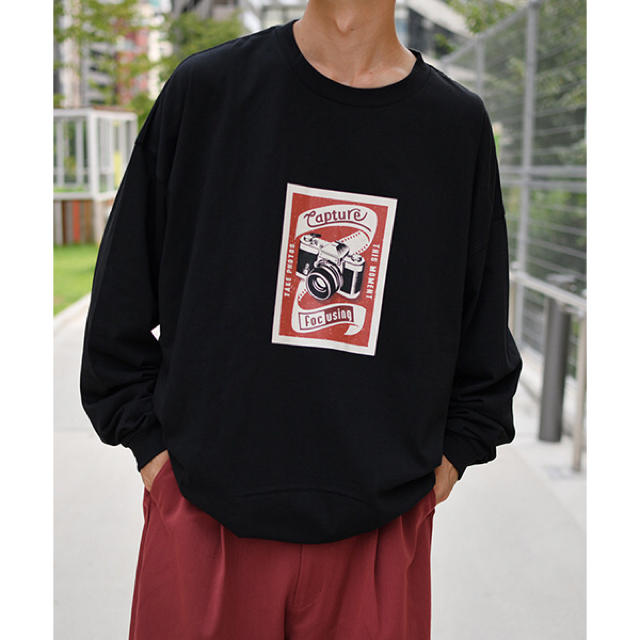 HARE(ハレ)のkutir レトロカメラプリントロングＴシャツ アートロゴロンＴ メンズのトップス(Tシャツ/カットソー(七分/長袖))の商品写真