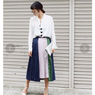 アメリヴィンテージ(Ameri VINTAGE)のAMERI COLOR DOCKING PLEATS SKIRT(ロングスカート)