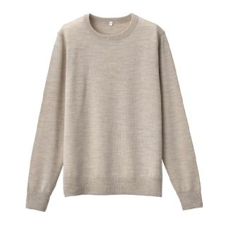 ムジルシリョウヒン(MUJI (無印良品))の【新品】無印良品ウールシルク洗えるクルーネックセーター／オートミール／Ｌ(ニット/セーター)