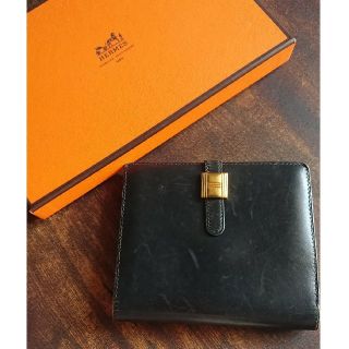 エルメス(Hermes)のHERMES 二つ折り財布 ブラック アンティーク(財布)