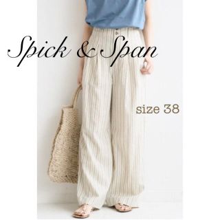 スピックアンドスパン(Spick & Span)のスピックアンドスパン Spick&Span ストライプ ワイドパンツ リネン 麻(カジュアルパンツ)