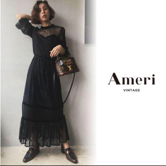 Ameri VINTAGE(アメリヴィンテージ)のAmeri VINTAGEシアーレースドレス レディースのワンピース(ロングワンピース/マキシワンピース)の商品写真