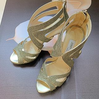 ジミーチュウ(JIMMY CHOO)のジミーチュウ ☆ ゴージャス ジルバー ゴールド サンダル37(ハイヒール/パンプス)