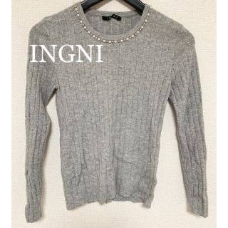 イング(INGNI)の《美品》INGNI ビジュー トップス グレー(カットソー(長袖/七分))