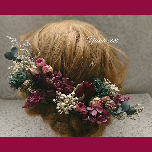 ドライフラワー ヘッドドレス 髪飾り❁¨̮wine GacDO1ueBc ドライフラワー ヘッドドレス 髪飾り❁¨̮wine GacDO1ueBc