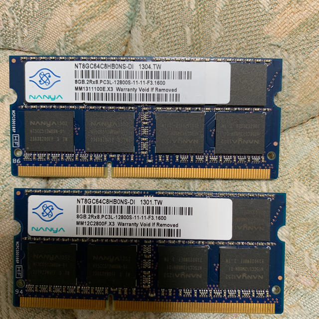 8GB 2Rx8 PC3L-12800 二枚セット