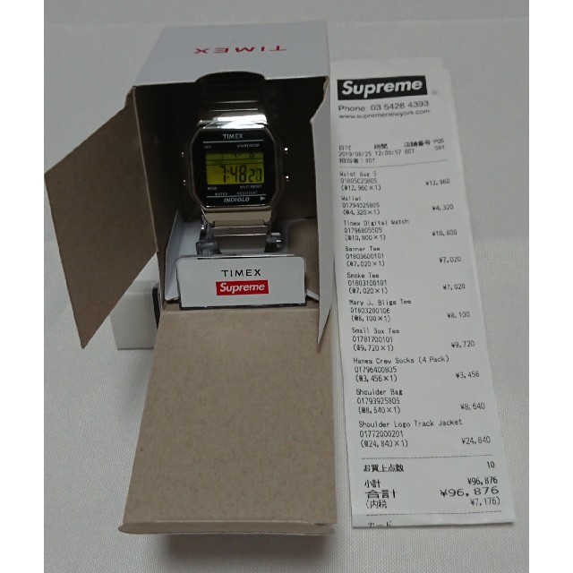 腕時計(デジタル)supreme timex digital watch シルバー 19fw新品未