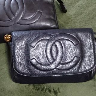 シャネル(CHANEL)のCHANEL シャネル キャビアスキン ココマーク ミラー付きポーチ(ポーチ)