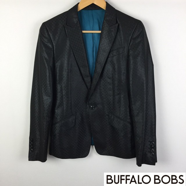 BUFFALO BOBS(バッファローボブス)の美品 バッファローボブズ テーラードジャケット ブラック ギンガムチェック メンズのジャケット/アウター(テーラードジャケット)の商品写真