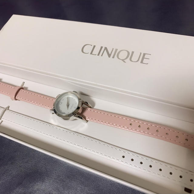 CLINIQUE(クリニーク)のCLINIQUE 白 ピンク 腕時計 レディースのファッション小物(腕時計)の商品写真