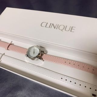 クリニーク(CLINIQUE)のCLINIQUE 白 ピンク 腕時計(腕時計)