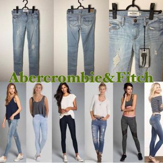 アバクロンビーアンドフィッチ(Abercrombie&Fitch)の【注目の品】アバクロ ダメージスキニーデニム 14S ガールズサイズ(パンツ/スパッツ)