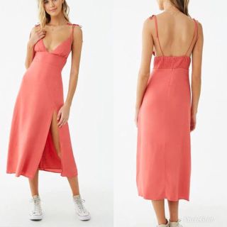 フォーエバートゥエンティーワン(FOREVER 21)の一回着用 forever21 キャミワンピース サーモンピンク(ロングワンピース/マキシワンピース)