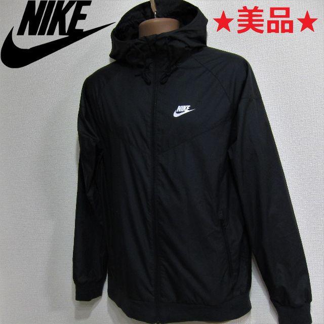 NIKE◆フロントジップナイロンフーディー◆ブラック