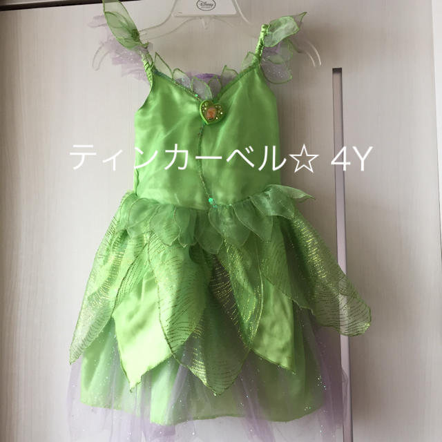 Disney(ディズニー)のディズニー☆ ティンカーベルドレス＆光る羽根 4Y キッズ/ベビー/マタニティのキッズ服女の子用(90cm~)(ドレス/フォーマル)の商品写真