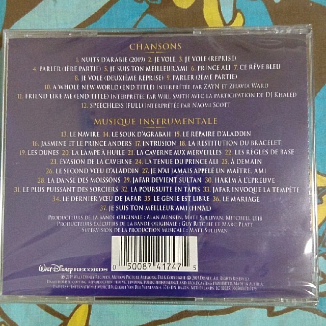 Disney(ディズニー)のAladdin OST/Alan Menken【フランス語版】 エンタメ/ホビーのCD(映画音楽)の商品写真