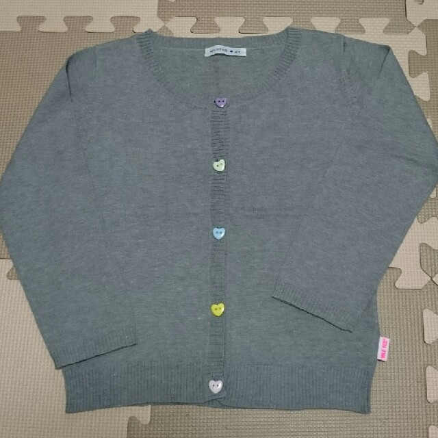 MILKFED.(ミルクフェド)の新品 MILKFED. ミルクフェド カーディガン ４Ｔ グレー ハート  キッズ/ベビー/マタニティのキッズ服女の子用(90cm~)(カーディガン)の商品写真