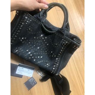 プラダ(PRADA)のプラダ ビジュー ミニカナパ デニム(トートバッグ)